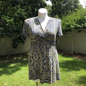 Soma, L, Short Sleeve Twist Front Tunic - PLAZA PAISLEY CITRON, NEW(OTHER)